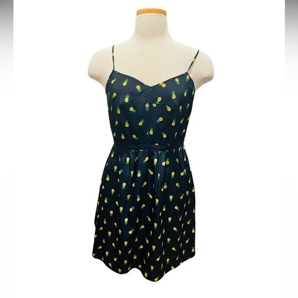 J Crew Women Pineapple Strappy Mini Dress Pocket Hawaiian Boho Size. 10 NWT - Picture 7 of 7